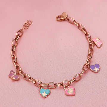 Rose Gold Heart & Butterfly Symphony - Bracelet